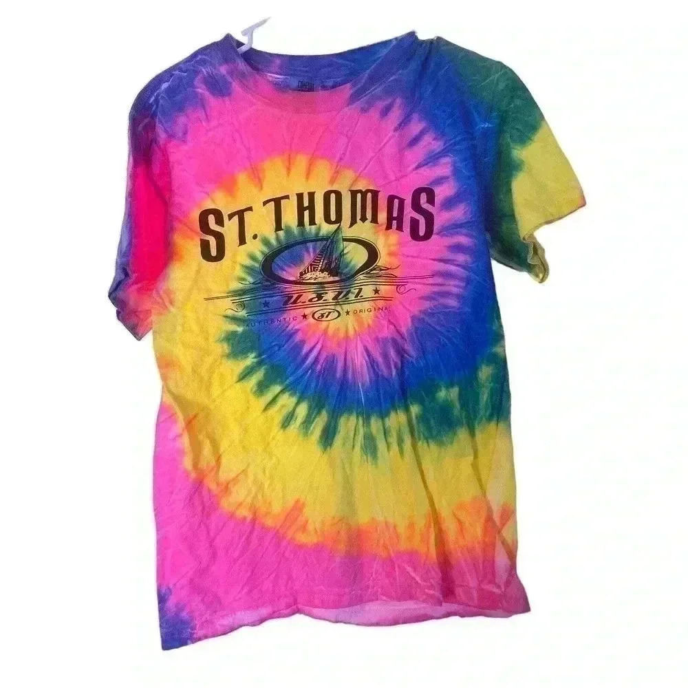 COMFORT COLORS TEE SIZE S/P TIE DYE WITH ST THOMAS ON FRONTETIE DYE